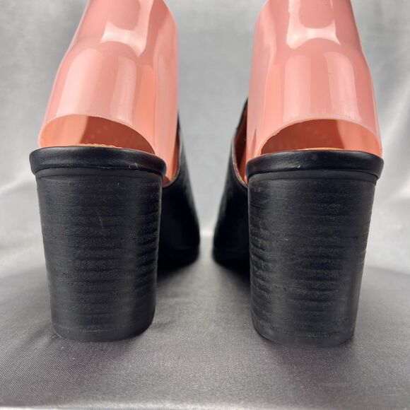 Susina Heel Women's 7.5 Danella Mules‎ Black Perforated Laser Cut Block Sandals - Picture 8 of 14